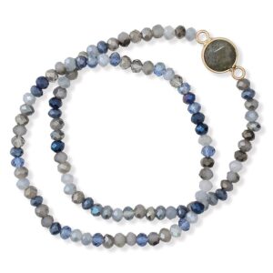 Faceted Bead Gray Agate Bracelet