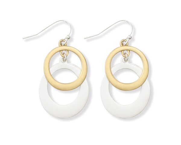 Matte Linked Two Tone Circle Earrings