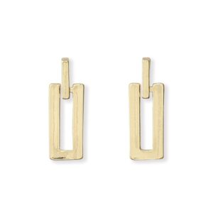Gold Rectangle Post Drop Earrings