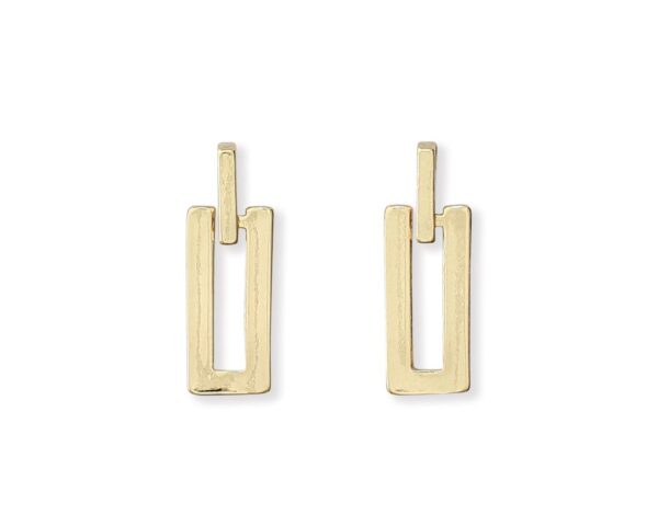 Gold Rectangle Post Drop Earrings