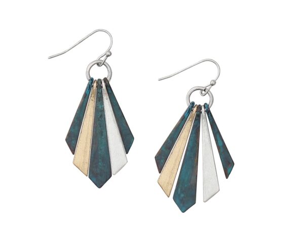 Moveable Patina, Silver and Gold Earrings