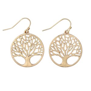 Gold tone Tree of Life Earrings