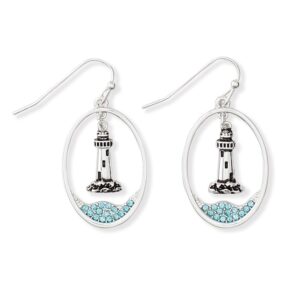 Lighthouse Dangle Earring with Crystals
