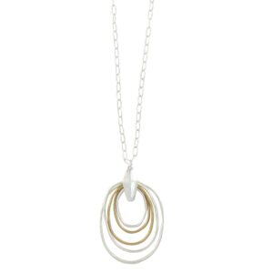 Two Tone Hammered Ovals Necklace