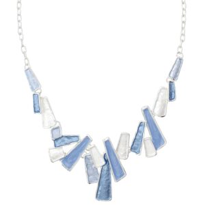 Shades of Blue Enamel Necklace and Earrings Set