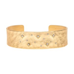 Gold Matte Starry Night Cuff Bracelet