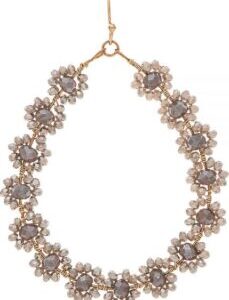 Gold Gray Flower Beaded Earrings