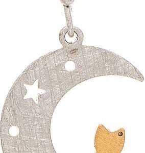 Two Tone Cat in the Moon Earrings