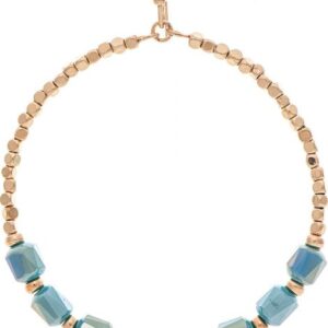 Gold Blue Faceted Bead Earrings