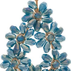 Gold Teal Blue Glass Flower Bundles Earring