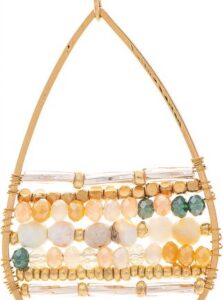 Gold Natural Mixed Hand Beaded Drop Earring