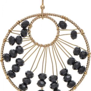 Gold Wire Threaded Black Bead Earring