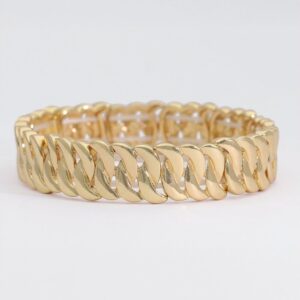 High Polished Gold Linked Stretch Bracelet