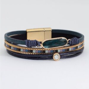 Shades of Blue with Gold and Deep Teal Crystal