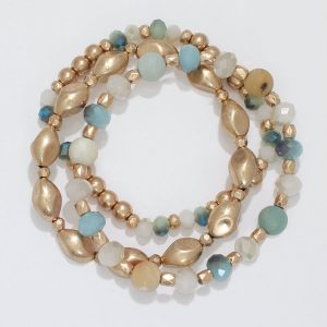 Shades of Amazonite and Gold Beaded Bracelet