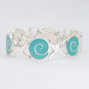 Silver Starfish with Wave Swirls of Aqua.