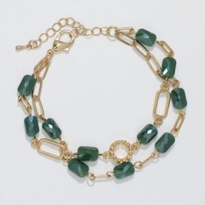 Gold Links with Faceted Teal Beads