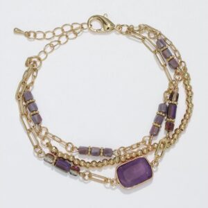 Multi Strand Gold Links and Amethyst Bracelet