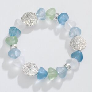 "Sea Glass" with Silver Sand Dollars Bracelet