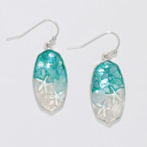 Turquoise and White Drop Earrings with Starfish Accent