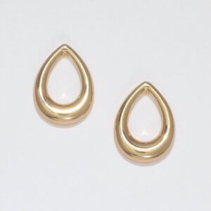 Stylish Gold High Polish Open Tear Drop Earrings