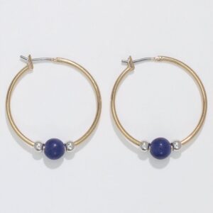 Gold Hoops with Sodalite and Silver Beads