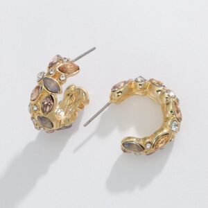 Gold Hoops with Crystals