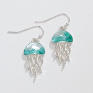 Aqua and White Jelly Fish Earrings