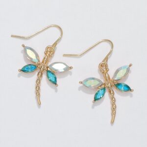 Gold Sparkly Dragonfly Earrings