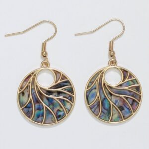 Delicate Gold Design Earrings with Faux Abalone