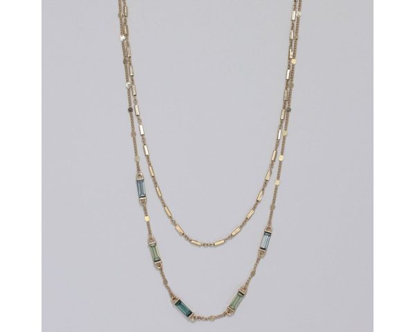 Shades of Blue Green Crystals with Stationed Gold Chains