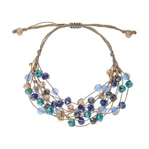 Blue Slide Glass Jumble Bead Bracelet