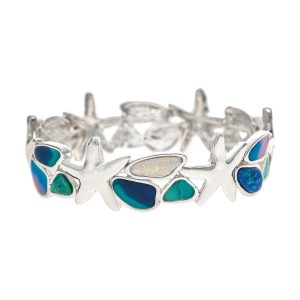 Silver Opal Cool Tones Starfish Bracelet