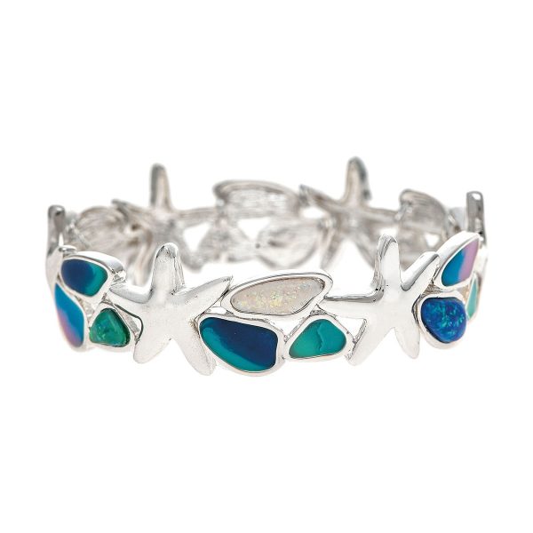 Silver Opal Cool Tones Starfish Bracelet