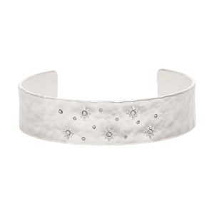 Silver Matte Starry Nigh Cuff Bracelet