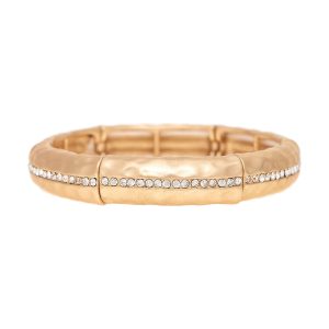Gold Crystal Stripe Stretch Bracelet