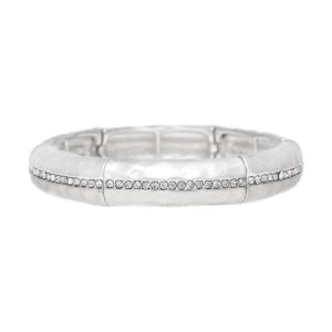 Silver Crystal Stripe Stretch Bracelet
