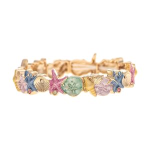 Gold Multi Colored Starfish & Shells Beach Bracelet