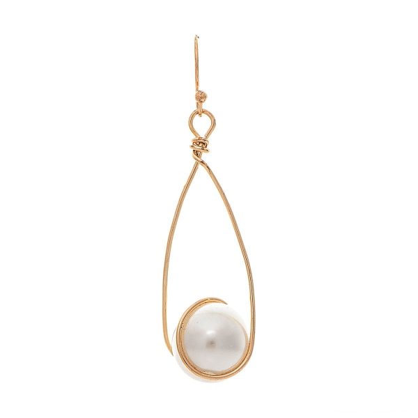 Gold Loopy Big Pearl Drop Earrings