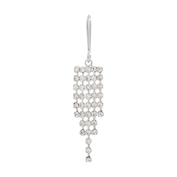 Silver Waterfall Fringe CZ Earrings