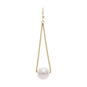 Gold Pearl Trapeze Earrings
