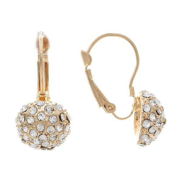 Gold Crystal Pave Ball Earrings