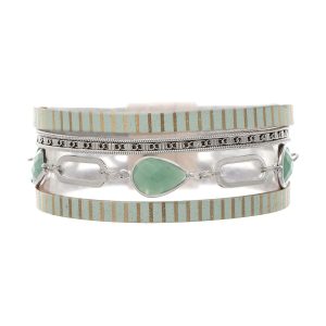 Silver Mint Green Faceted Stone Magnetic Bracelet