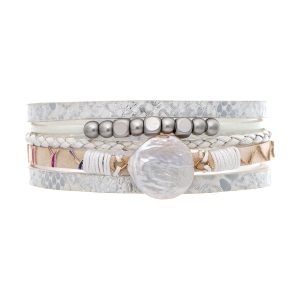 Silver White Fresh Water Pearl Bracelet
