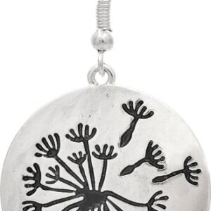Silver Engraved Dandelion Puff Earrings