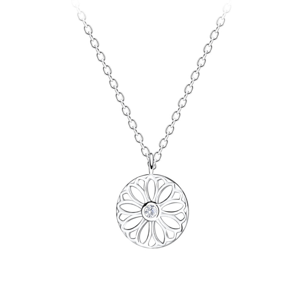 Filigree Daisy with CZ Necklace