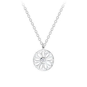 Filigree Daisy with CZ Necklace