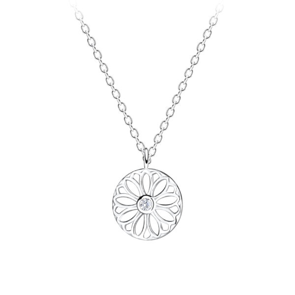 Filigree Daisy with CZ Necklace
