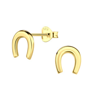 Gold Horse Shoe Stud Earrings