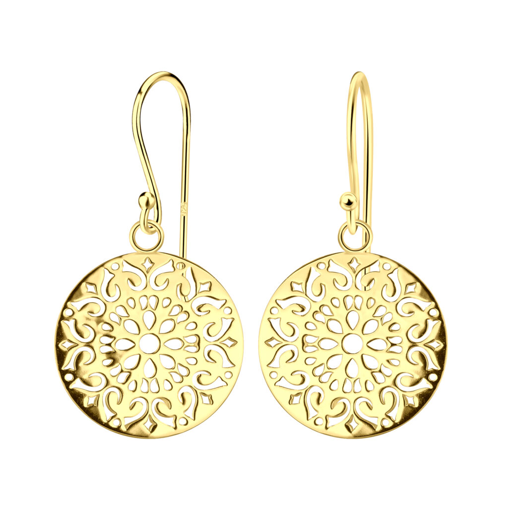 Gold Filigree Circle Earrings